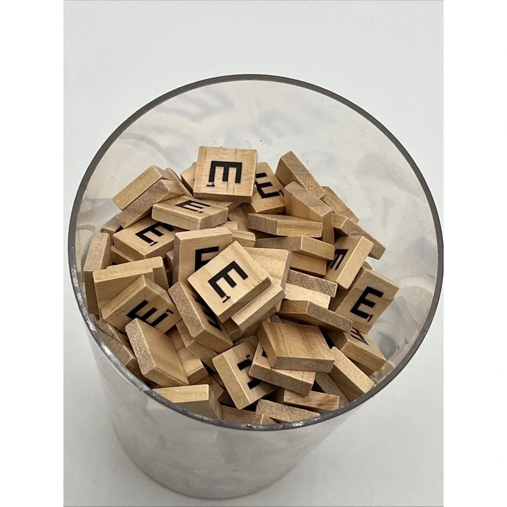 Lot of Wooden Scrabble Letter Tiles From Multiple Sets for Crafts Mixed